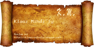 Klasz Mihály névjegykártya